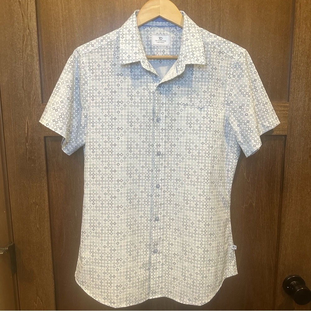 7 Diamonds Belgrade 4-Way Stretch Men's Short-Sleeve Button-Down Shirt - Picture 1 of 7